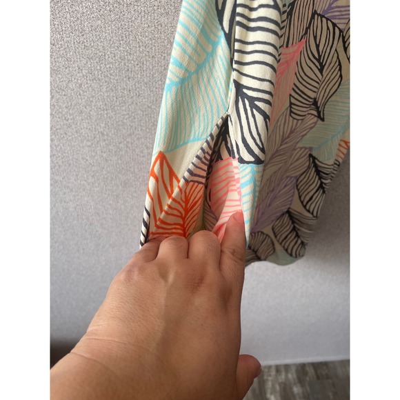 Maaji Colorful Leaf Print Dress Ruffle Flutter Sleeves Vacation Casual Cute - Picture 6 of 9